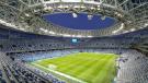corner view of soccer stadium from the seats