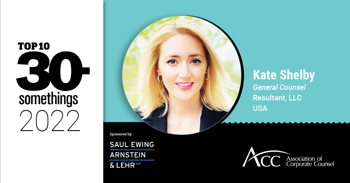 Kate Shelby, Top 30s art, photo, job info., sponsor, Saul Ewing Arnstein & Lehr