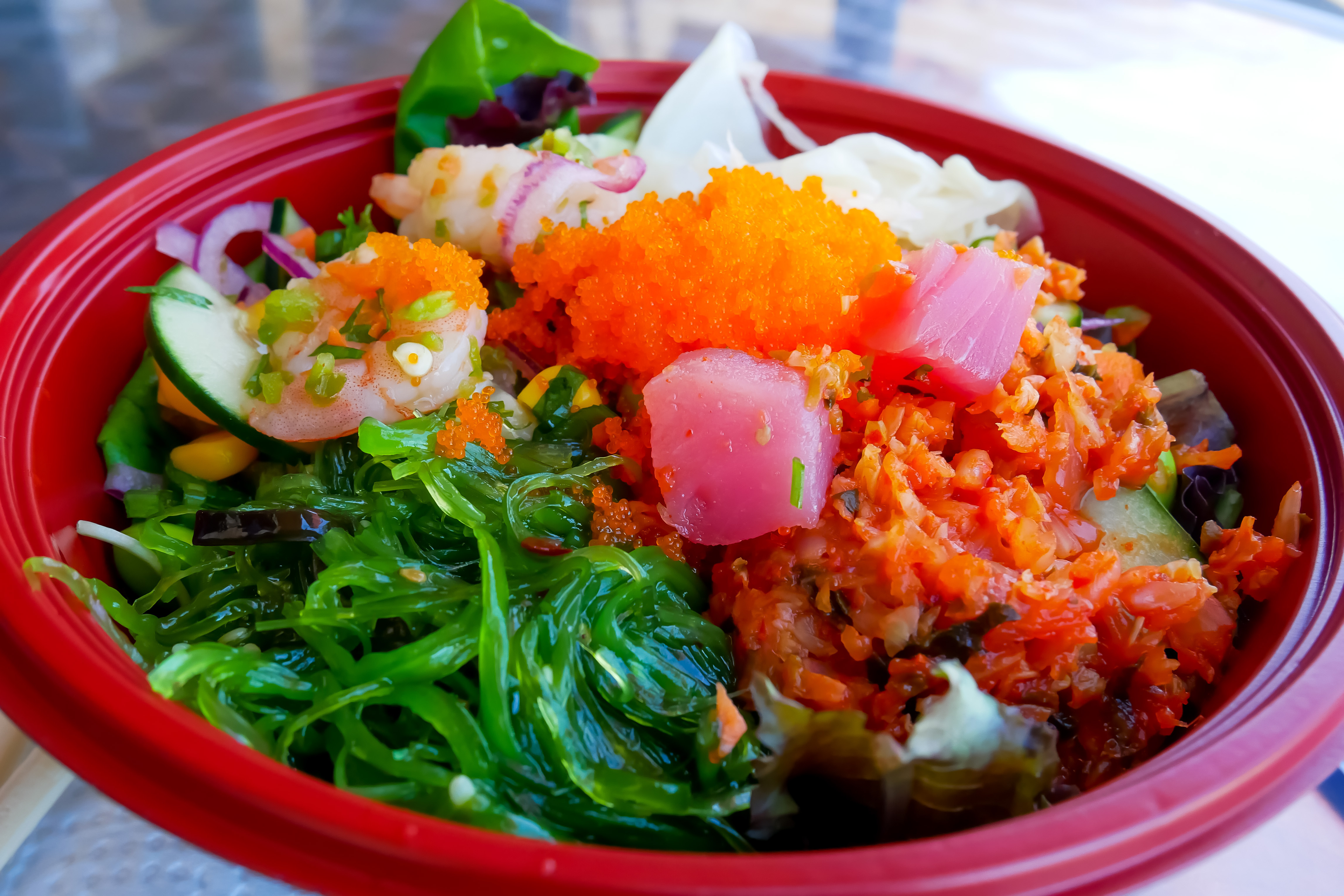Spicy sashimi poke bowl