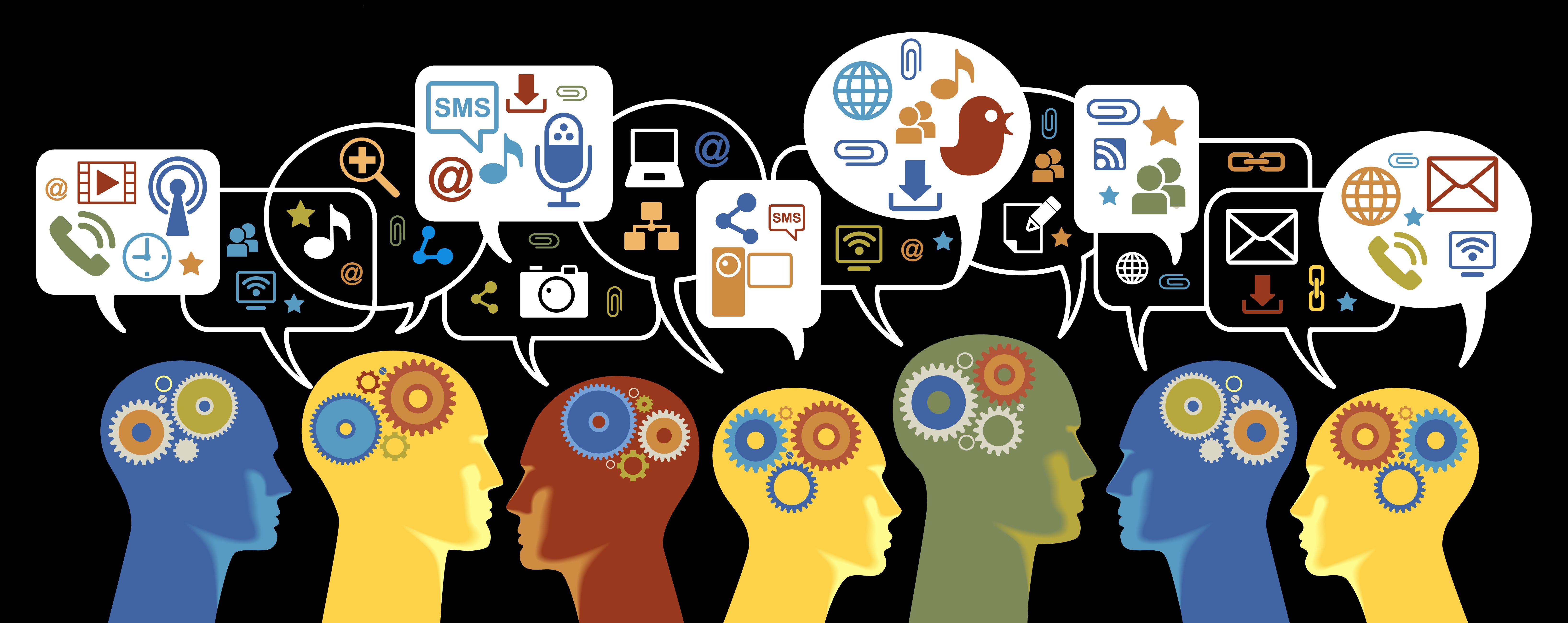 The concept of communication of people through a global network.