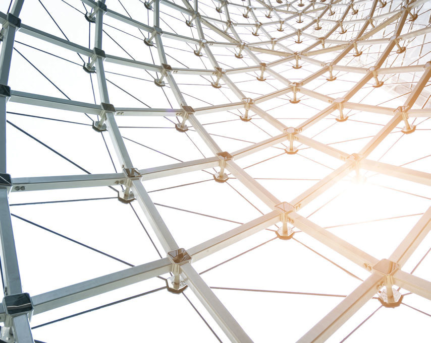 Glass and steel geometric structure