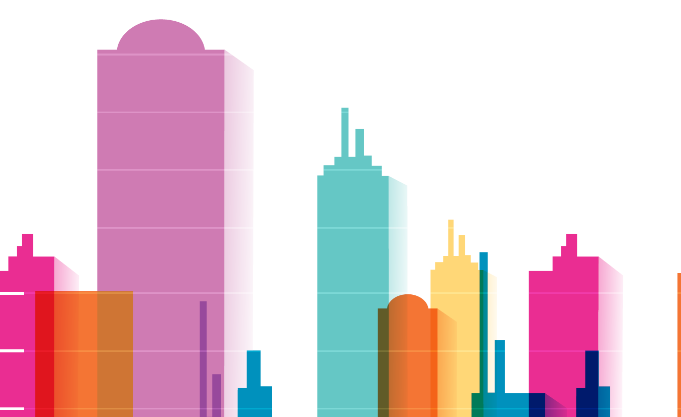 colorful city skyline