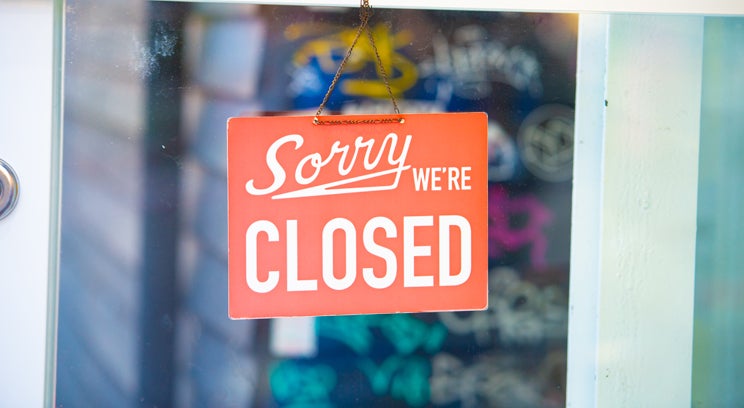 Sign that reads Sorry we're closed