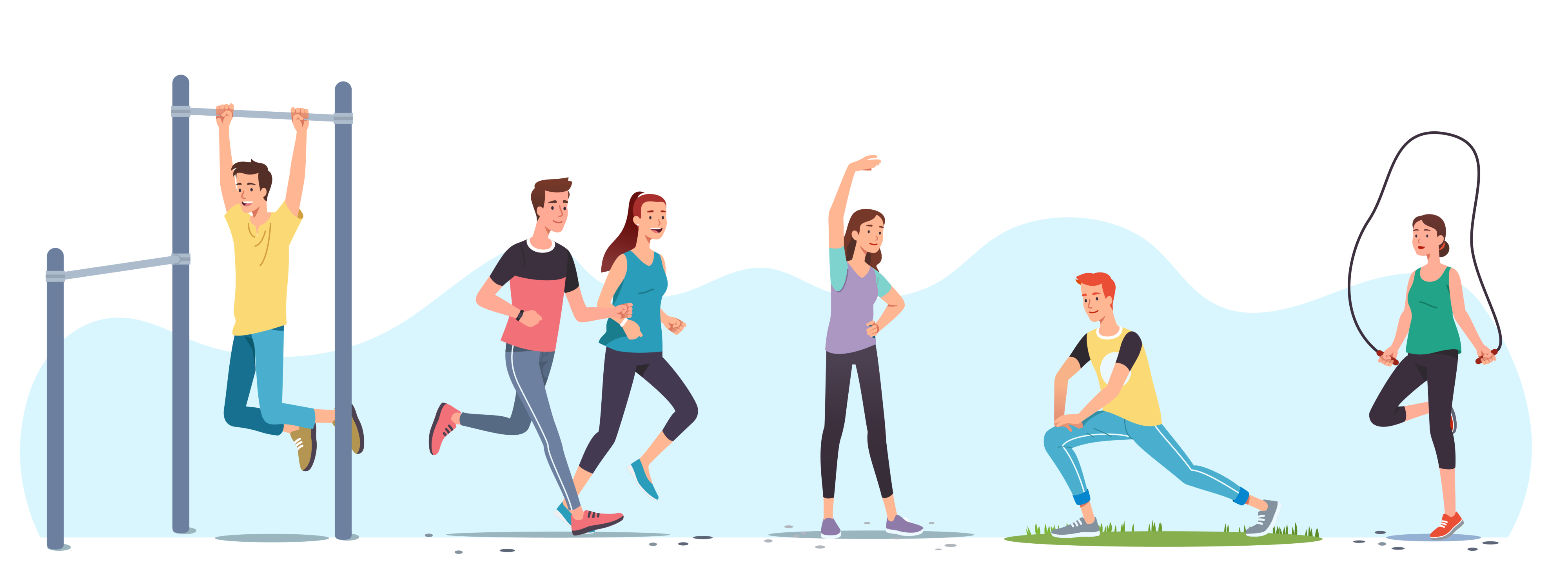 A group of individuals exercising outside.