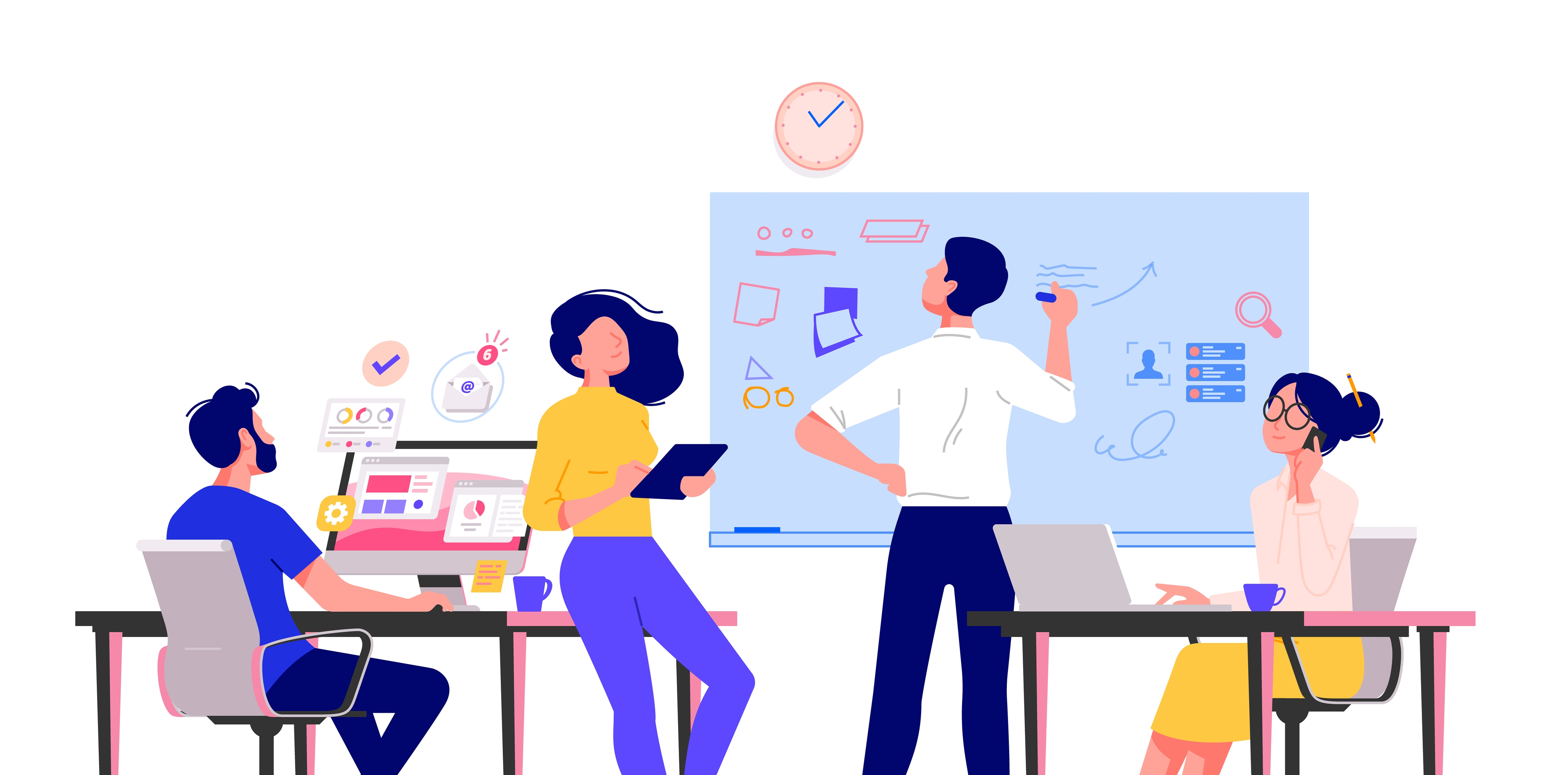 Group of working office employees. 