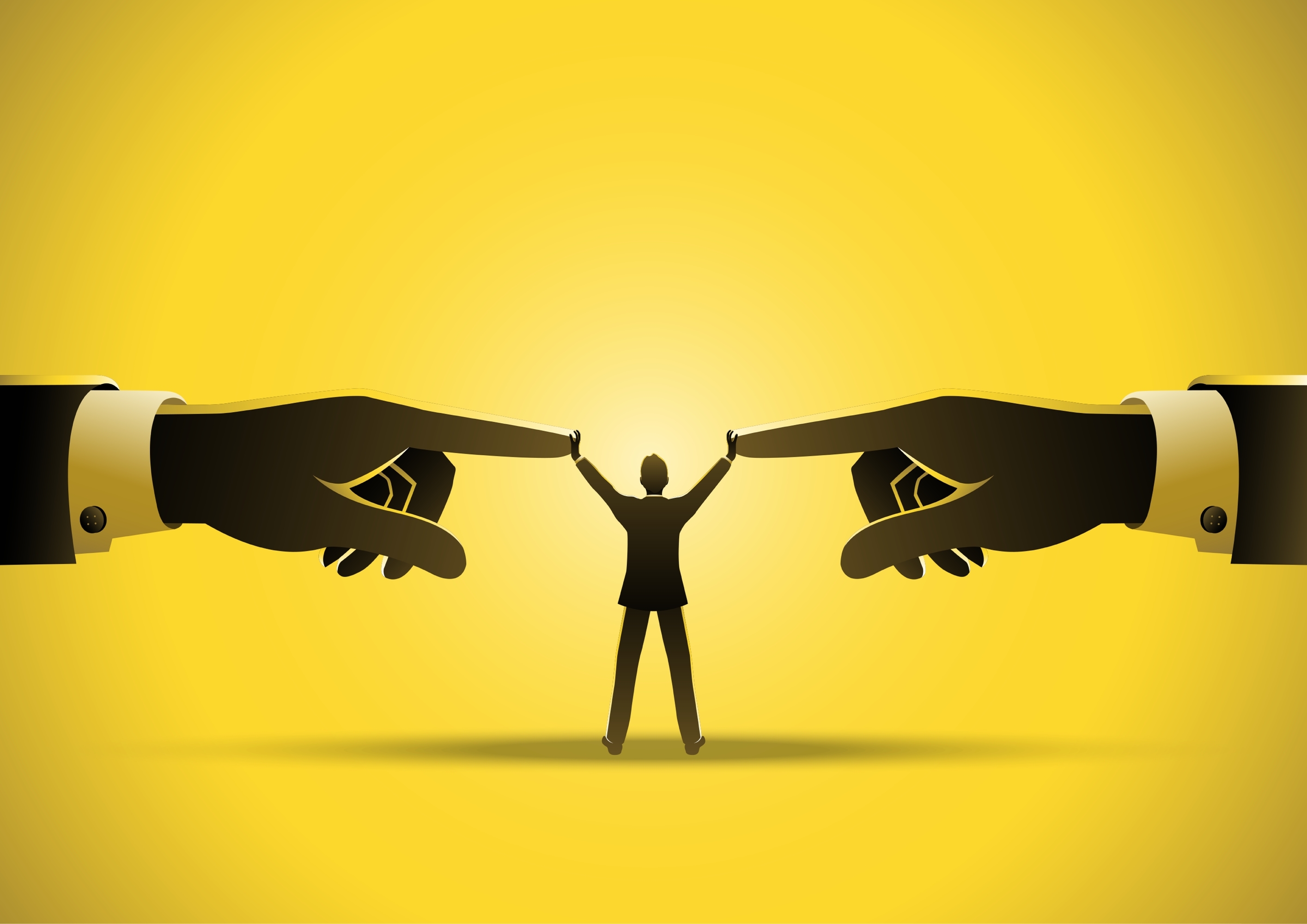 Businessman referee finds compromise.