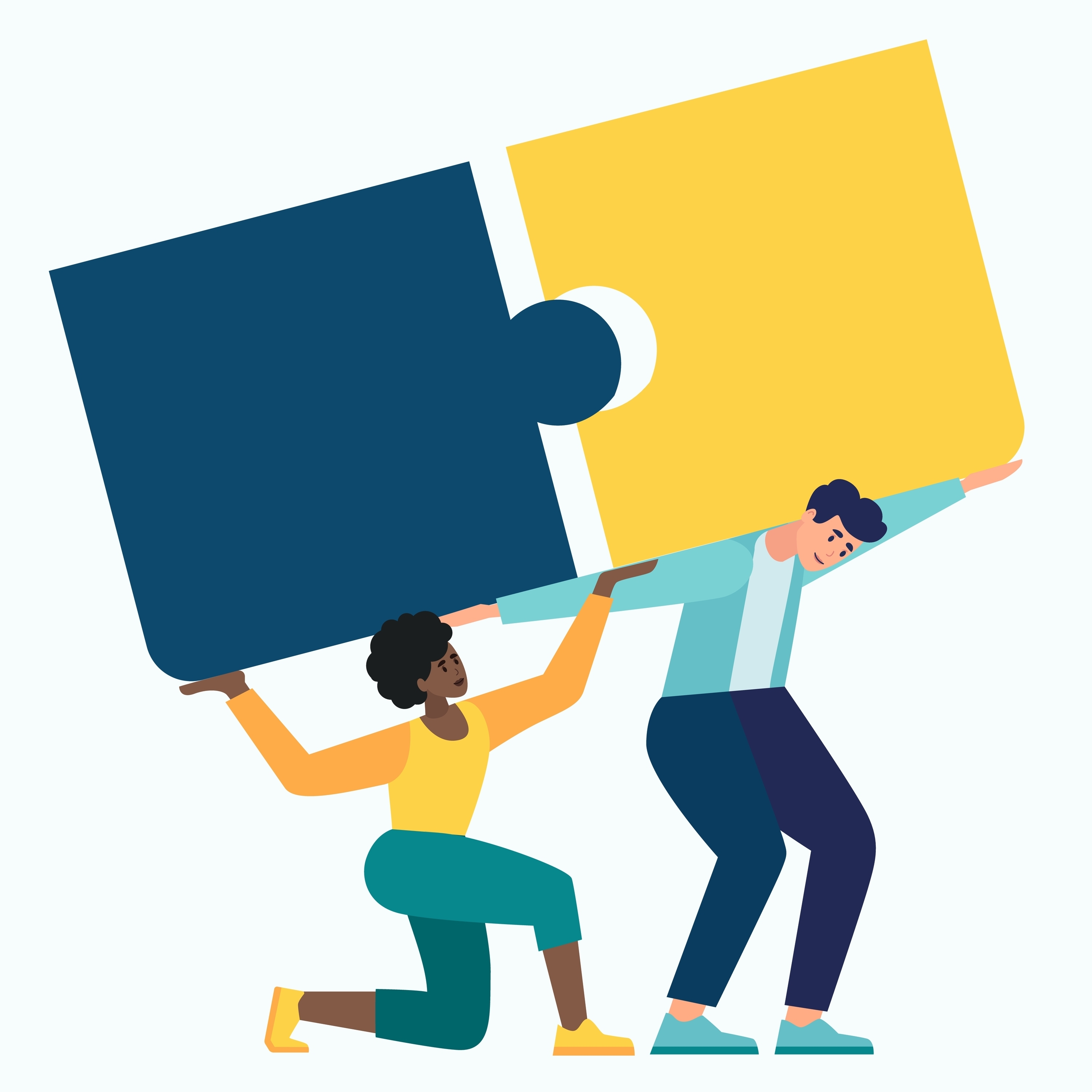 Business teamwork together people connect puzzle elements.