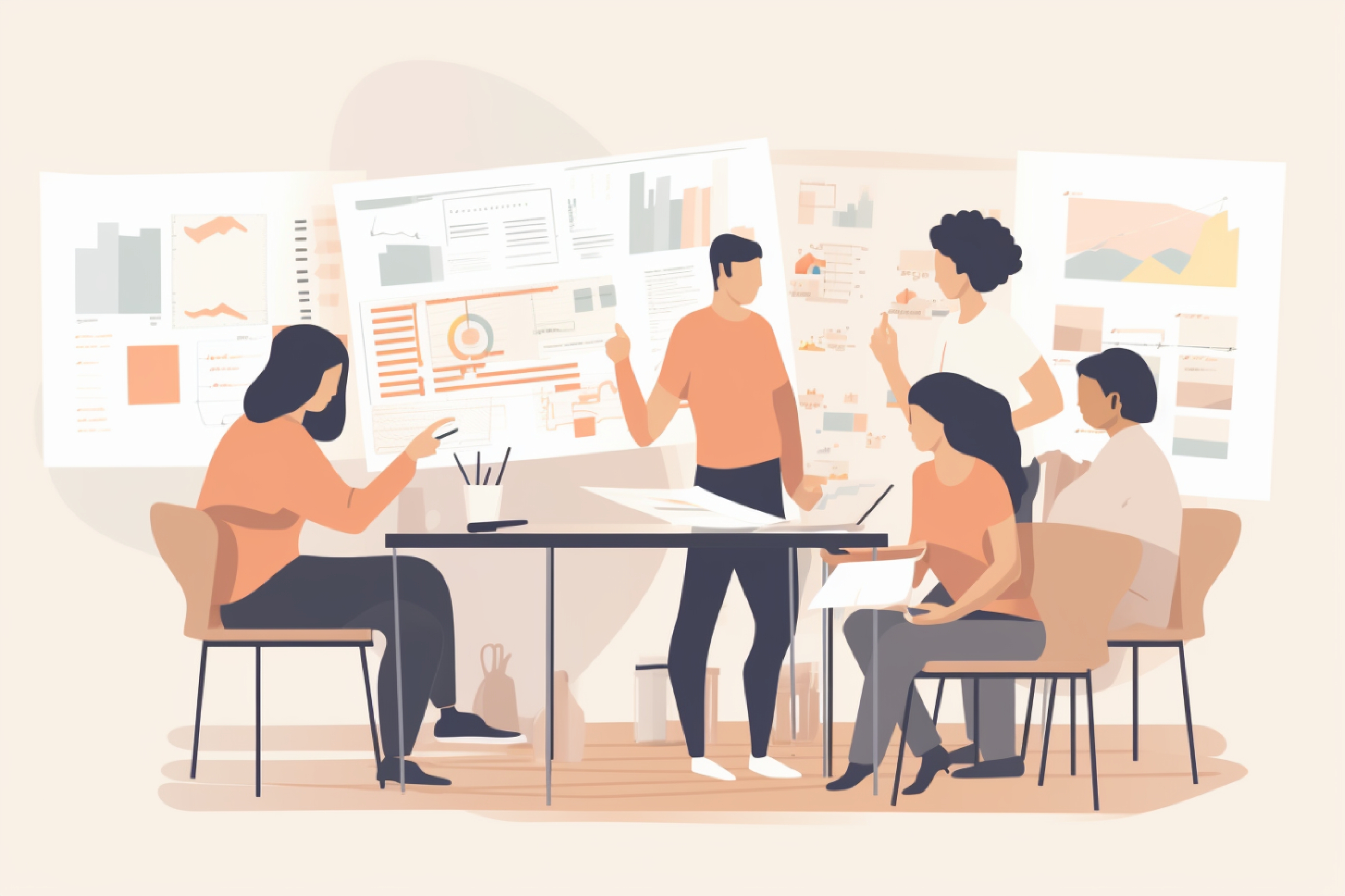 Group of colleagues analyzing data.