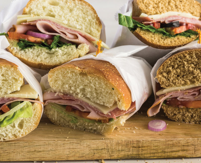 Several hoagie sandwiches