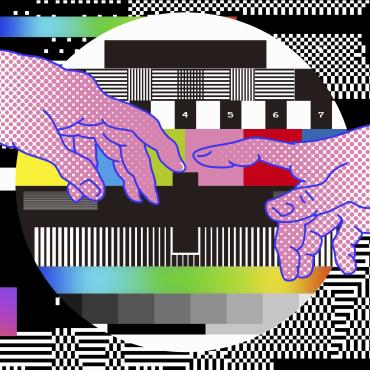 Glitched art of Creation of Adam