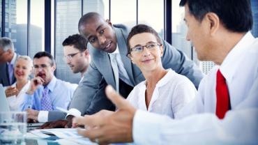 Several business people talking