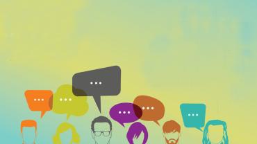 several people with speech bubbles above their heads