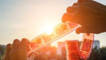 film being held up to the light