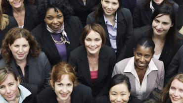 various professional women looking up at the viewer