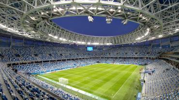 corner view of soccer stadium from the seats