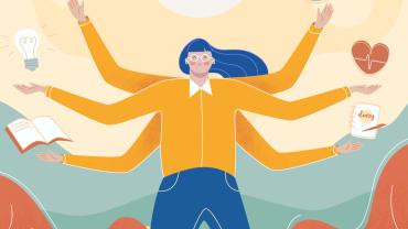 woman juggling priorities