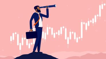 Businessman with telescope