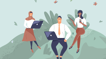 Illustration of diverse happy leaders