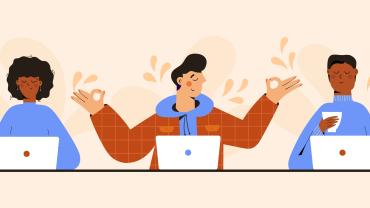 graphic color, dealing with stress cheerfully with others by laptops