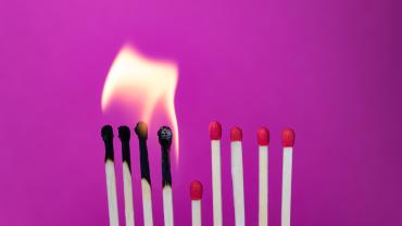 matches with some of them aflame