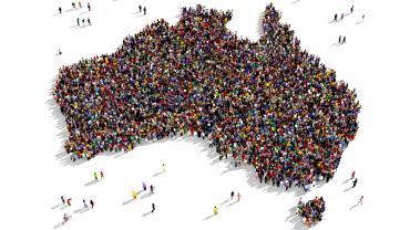 People forming the outline of Australia