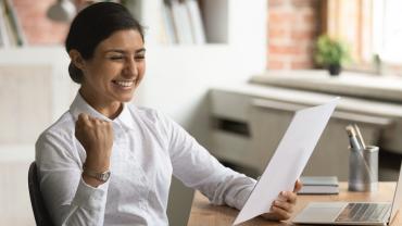 Woman celebrating her promotion