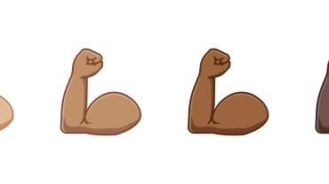 pumped-up arms in different skin colors