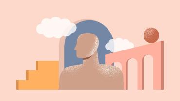 Silhouette of a man daydreaming. 