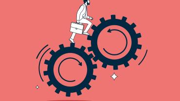 illustration of man going up gears