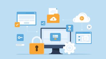 Illustration showing lock and computers