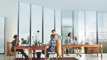 Workers in modern office