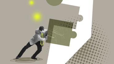 Businessman puzzle piece