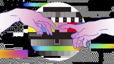 Glitched art of Creation of Adam