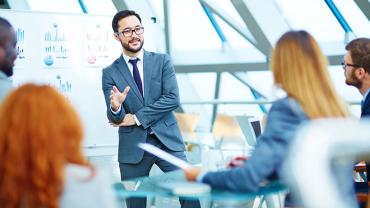a business man giving a presentation