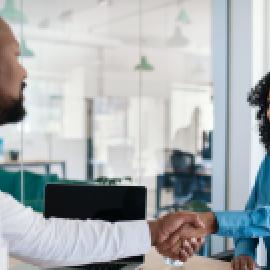 Woman accepting job offer