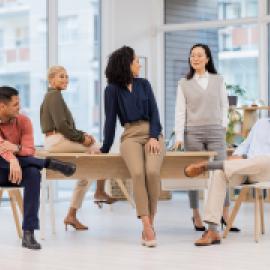 Modern workplace with workers