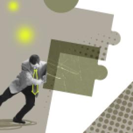 Businessman puzzle piece