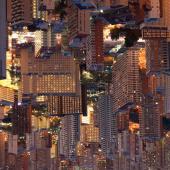 A city flipped upside down