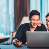 A married couple working from home