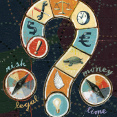 a question mark and the words risk and money