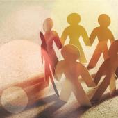 Paper people in a circle