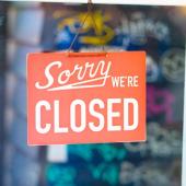 Sign that reads Sorry we're closed