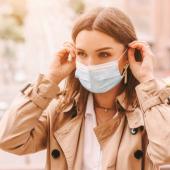 a woman wearing a mask