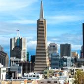 San Francisco skyline with the Transamerica Pyramid building front and center