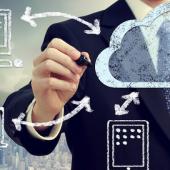 Chalkboard diagram of cloud technology