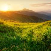 Sunset over mountain range