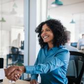 Woman accepting job offer