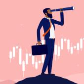 Businessman with telescope