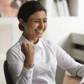 Woman celebrating her promotion