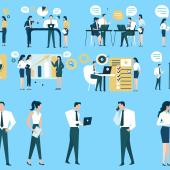 illustration of people working different tasks